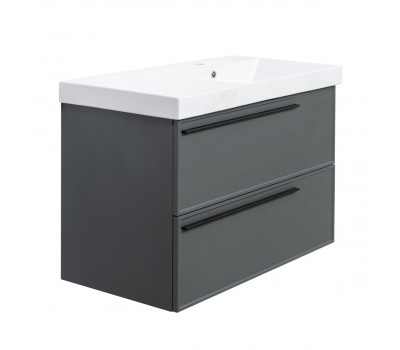 Тумба под раковину подвесная La Fenice Elba TWIN FNC-01-ELB-G-90-2, серо-зеленая 