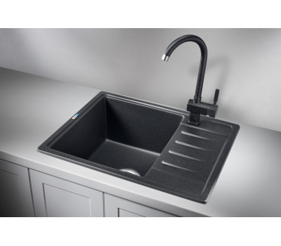 Кухонная мойка GRANULA 5803, ЧЁРНЫЙ, СтандАРТ кварц 
