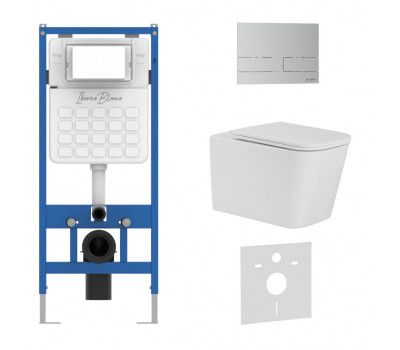 Комплект 3в1 IBERICA BLANCA инсталляция SILENCIO, унитаз TOLEDO ALTO белый, кнопка смыва INOX-S хром матовый (IB001.TLA.234.1601) 