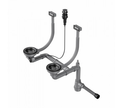 Слив-перелив OMOIKIRI WK-2-GM-A, для двухчашевых моек с прямоугольными переливами, цвет-вороненая сталь 4956496 