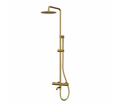 Душевая система с термоcтатом, поворотный излив, брашированное золото PVD PAINI 78PJ687THSSD250F1B 