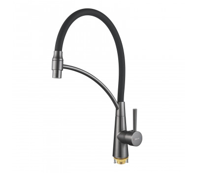 Смеситель для кухни с подключением фильтра Shevanik S743T-3, оружейная сталь/черный