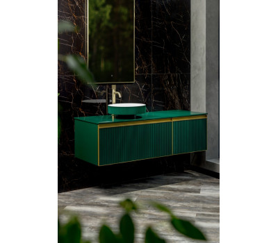 Тумба Armadi Art 2 ящика Armadi Art QUATRO 2 140см RAL 6005 FUGA + профиль GOLD + столешница 790-M2-140(100+40)-RAL6005 