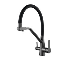 Смеситель для кухни с подключением фильтра Shevanik S968T, оружейная сталь