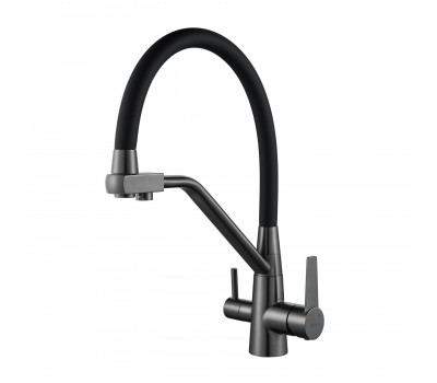 Смеситель для кухни с подключением фильтра Shevanik S968T, оружейная сталь