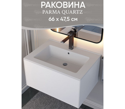 Раковина для ванной 66 см, Uperwood Parma Quartz, белая матовая, "жасмин" 291003001 