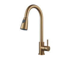 Смеситель для кухни с выдвижным изливом Raffine F213G, золотой сатин