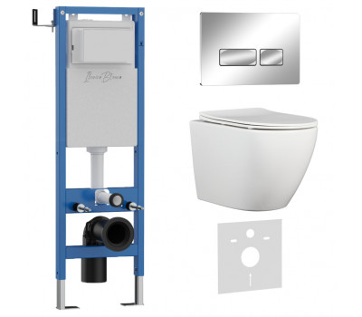 Комплект 3в1 IBERICA BLANCA инсталляция SILENCIO MINI, унитаз BILBAO ALTO белый, кнопка смыва ESTI-R хром глянцевый (IB.001M.BLA.234.213) 