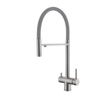 Смеситель для кухни с гибким изливом и подключением фильтра WesnaArt EKO05-161, сатин