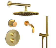 Комплект на 3 потребителя с термостатом Cox PAINI, для ванны/душа, брашированное золото PVD 78PJSET36911THSHBATH 