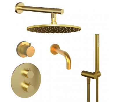 Комплект на 3 потребителя с термостатом Cox PAINI, для ванны/душа, брашированное золото PVD 78PJSET36911THSHBATH 