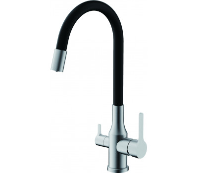 Смеситель для кухни BELZ корпус сатин излив черный B76814-1 черный матовый | сатин 