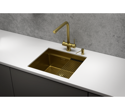 Кухонная мойка GRANULA KS-5045U, ЗОЛОТО САТИН, стальная KITCHEN SPACE 