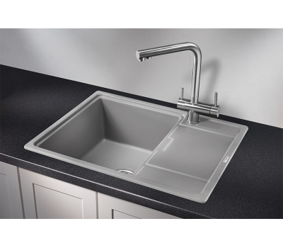 Кухонная мойка GRANULA 6503, АЛЮМИНИУМ, кварц 