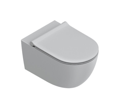 Подвесной унитаз безободковый, смыв Tornado, покрытие Twinglaze+ Catalano Sfera 0511550023 Cemento Satinato 