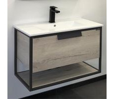 Тумба-умывальник Comforty Бонн 75 графит/дуб дымчатый с раковиной Comforty 75E 00-00008475 