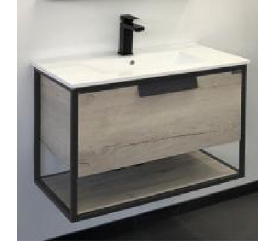 Тумба-умывальник Comforty Бонн 75 графит/дуб дымчатый с раковиной Comforty 75E 00-00008475 