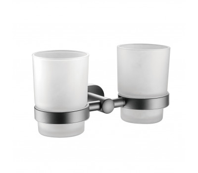 Стакан для ванной комнаты двойной Shevanik SG5122T, оружейная сталь