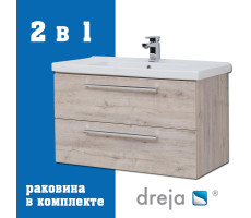 Тумба с раковиной подвесная Dreja Gio 100 см, дуб кантри Тумба с раковиной подвесная Dreja Gio 100 см, дуб кантри