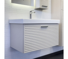 Тумба-умывальник Comforty Касабланка-80 серый шёлк с раковиной Moduo 80 00-00015382 