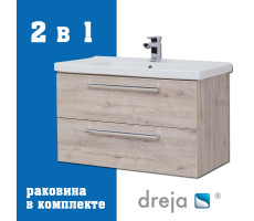 Тумба с раковиной подвесная Dreja Gio 80 см, дуб кантри