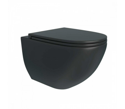 Унитаз подвесной Maretti Elena безободковый с микролифтом, EA10PBM61-560, черный Унитаз подвесной Maretti Elena безободковый с микролифтом, EA10PBM61-560, черный
