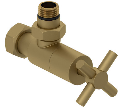 Вентиль Сунержа G 1/2" НР х G 3/4" НГ угловой крест цвет-золото матовое (Gold Matt) 032-1408-1234 