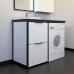 Набор мебели под стиральную машину Comforty Лозанна-120 белый глянец с графитовой столешницей с раковиной Art Inside (00-00014813CF)