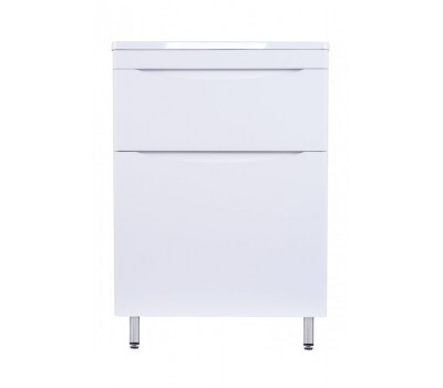Тумба напольная Style Line Бергамо мини 60 (2 ящ.) Люкс антискрейтч белый, PLUS СС-00002307 