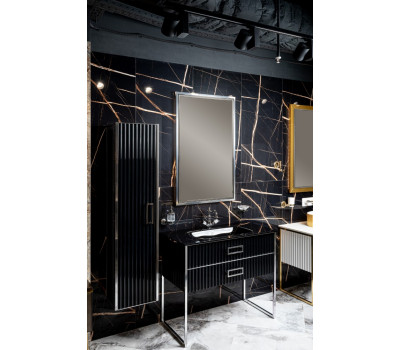 Зеркало Armadi ArtMONACO с подсветкой 70*110см глянец черная+хром 566-BCR 