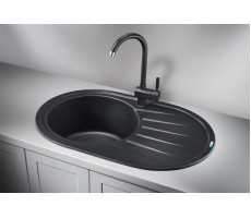 Кухонная мойка GRANULA 7601, ЧЁРНЫЙ, СтандАРТ кварц 