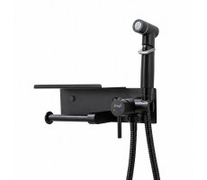 Гигиенический душ со смесителем и полочкой FRAP F2075-6, черный Гигиенический душ со смесителем и полочкой FRAP F2075-6, черный