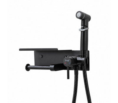 Гигиенический душ со смесителем и полочкой FRAP F2075-6, черный Гигиенический душ со смесителем и полочкой FRAP F2075-6, черный