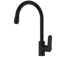 Смеситель для кухонной мойки Azario ELVIS поворотный излив, черный матовый AZ-WWK568155PA 