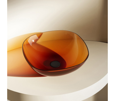 Раковина накладная прозрачная ABBER Kristall AT2806Opal коричневая 