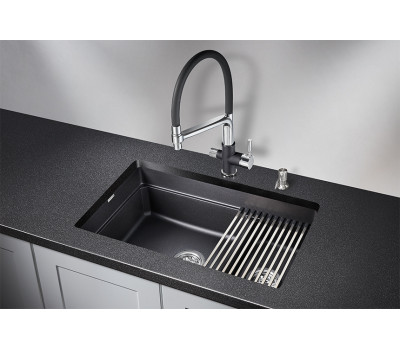 Кухонная мойка GRANULA KS-7304U, ШВАРЦ (чёрный металлик), кварц 
