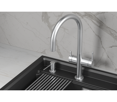 Смеситель для кухни GRANULA KS-8274, НЕРЖ, KITCHEN SPACE 