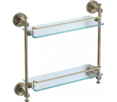 Полка прямая двойная стеклянная 40 см Savol 58с S-005822C бронза 