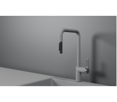 Смеситель для кухни GRANULA GR-8173, БАЗАЛЬТ, С ВЫДВИЖНЫМ ИЗЛИВОМ 