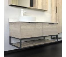 Тумба-умывальник Comforty Порто-120-1 дуб дымчатый с белой столешницей c раковиной Comforty 9110 00-00008905 