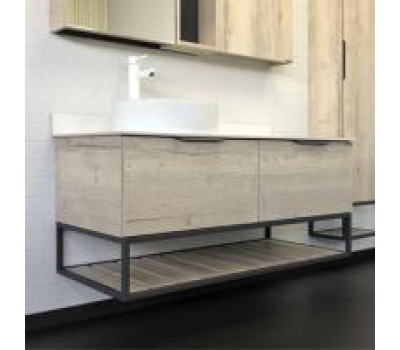 Тумба-умывальник Comforty Порто-120-1 дуб дымчатый с белой столешницей c раковиной Comforty 9110 00-00008905 