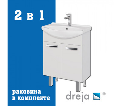 Тумба с раковиной подвесная/напольная Dreja Alda D 65 см, белый