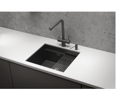 Кухонная мойка GRANULA KS-5045U, ЧЕРНЫЙ МАТОВЫЙ, стальная KITCHEN SPACE 