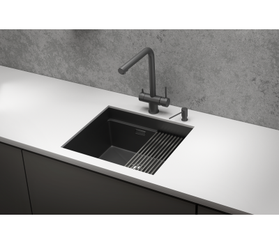 Кухонная мойка GRANULA KS-5045U, ЧЕРНЫЙ МАТОВЫЙ, стальная KITCHEN SPACE 