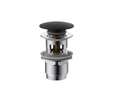 Донный клапан Vincea DPU-1B01MB клик-клак G1 1/4, с переливом, черный Донный клапан Vincea DPU-1B01MB клик-клак G1 1/4, с переливом, черный