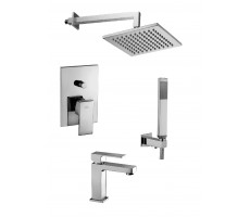 Комплект Paffoni KITEL015CR071 со смесителем для раковины EL071CR,смеситель для душа EL015CR/M на 2 выхода, душ 200x200 мм, ELLE, хром  