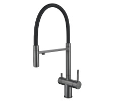 Смеситель для кухни с подключением фильтра Shevanik S178T, оружейная сталь