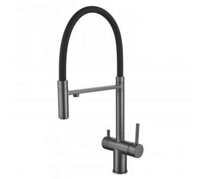 Смеситель для кухни с подключением фильтра Shevanik S178T, оружейная сталь