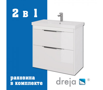 Тумба с раковиной подвесная/напольная Dreja Prime 90 см, белый