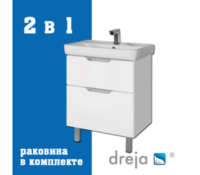 Тумба с раковиной подвесная/напольная Dreja Q Plus 60 см, белый